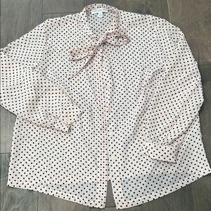 Pink Polka Dot Blouse with Bow Tie size 18